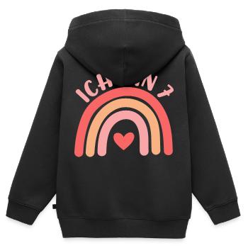 Ich bin 7 niedliche Regenbogen Design Junge Mädche - Kids Premium Organic Zip-up Hoodie - black - Back - AI Model Kid Male (0cm)