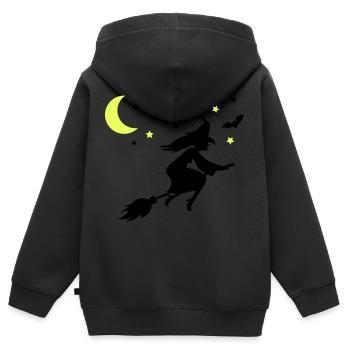 Sorcière - Sweat Premium à capuche zippé enfant bio - noir - Dos - AI Model Kid Male (0cm)