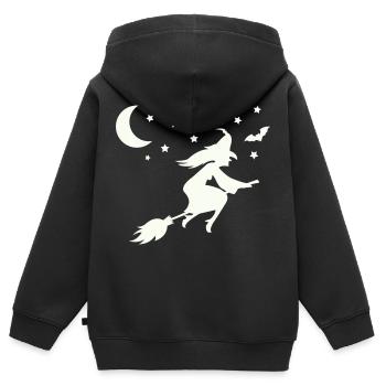 Sorcière - Sweat Premium à capuche zippé enfant bio - noir - Dos - AI Model Kid Male (0cm)