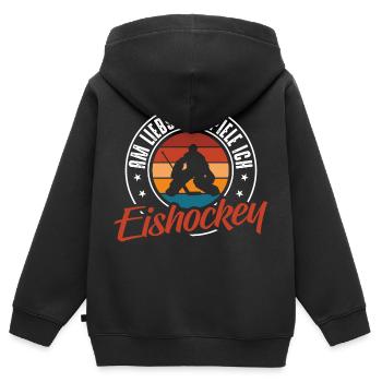Eishockey - Kinder Premium Organic Zip Hoodie - Schwarz - Hinten - AI Model Kid Male (0cm)