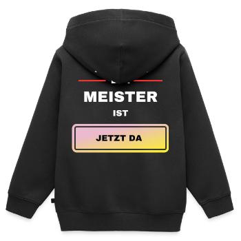 Der Meister ist da - Kinder Premium Organic Zip Hoodie - Schwarz - Hinten - AI Model Kid Male (0cm)