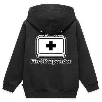 Medizinische Geräte - "Erste Hilfe, Ersthelfer" - Kinder Premium Organic Zip Hoodie - Schwarz - Hinten - AI Model Kid Male (0cm)