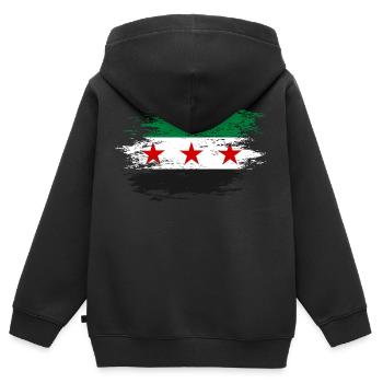 Syrien Flagge used - Kinder Premium Organic Zip Hoodie - Schwarz - Hinten - AI Model Kid Male (0cm)