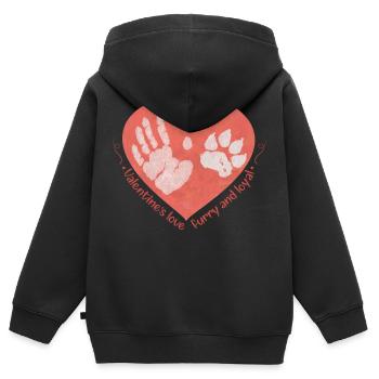 Valentinstag-Liebe: Pelzige und treue Kameradschaft - Kinder Premium Organic Zip Hoodie - Schwarz - Hinten - AI Model Kid Male (0cm)