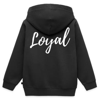 Loyal Loyalität - Kinder Premium Organic Zip Hoodie - Schwarz - Hinten - AI Model Kid Male (0cm)
