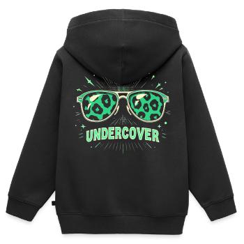 Lunettes de soleil drôles et costume de discours infiltré - Sweat Premium à capuche zippé enfant bio - noir - Dos - AI Model Kid Male (0cm)