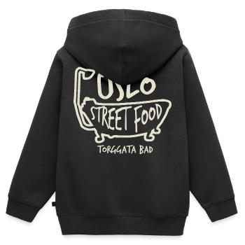 oslo street food - Kids Premium Organic Zip-up Hoodie - black - Back - AI Model Kid Male (0cm)