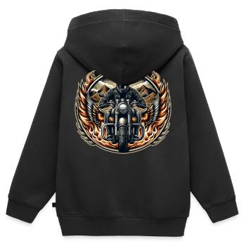 Motorrad Logo - Kinder Premium Organic Zip Hoodie - Schwarz - Hinten - AI Model Kid Male (0cm)
