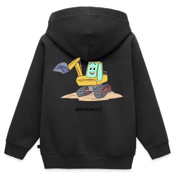 Bagger Bobby Immer im Einsatz! - Kinder Premium Organic Zip Hoodie - Schwarz - Hinten - AI Model Kid Male (0cm)