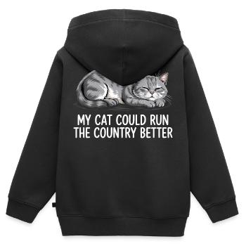 Meine Katze würde das Land besser regieren - Kinder Premium Organic Zip Hoodie - Schwarz - Hinten - AI Model Kid Male (0cm)