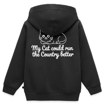 Meine Katze würde das Land besser regieren - Kinder Premium Organic Zip Hoodie - Schwarz - Hinten - AI Model Kid Male (0cm)