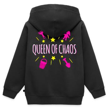 Reine du Chaos - Sweat Premium à capuche zippé enfant bio - noir - Dos - AI Model Kid Male (0cm)