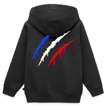 krallen frankreich - Kinder Premium Organic Zip Hoodie - Schwarz - Hinten - AI Model Kid Male (0cm)