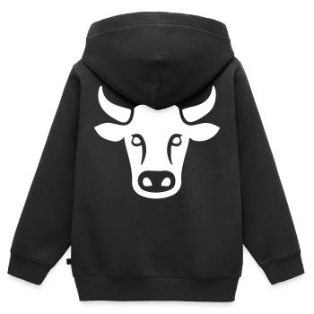 Kuh Rind Kopf - Kinder Premium Organic Zip Hoodie - Schwarz - Hinten - AI Model Kid Male (0cm)