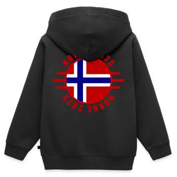 Norway 2025 Norway - Kids Premium Organic Zip-up Hoodie - black - Back - AI Model Kid Male (0cm)