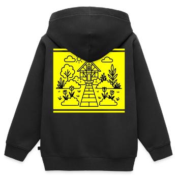 Schrebergarten Garten Natur - Kinder Premium Organic Zip Hoodie - Schwarz - Hinten - AI Model Kid Male (0cm)