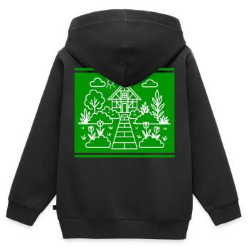 Abri de jardin jardinier jardin - Sweat Premium à capuche zippé enfant bio - noir - Dos - AI Model Kid Male (0cm)