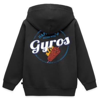 Gyros Restaurant Vintage Grèce Souvenir - Sweat Premium à capuche zippé enfant bio - noir - Dos - AI Model Kid Male (0cm)