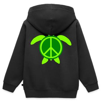 Wasserschildkröte Peace Victory Frieden Liebe süß - Kinder Premium Organic Zip Hoodie - Schwarz - Hinten - AI Model Kid Male (0cm)