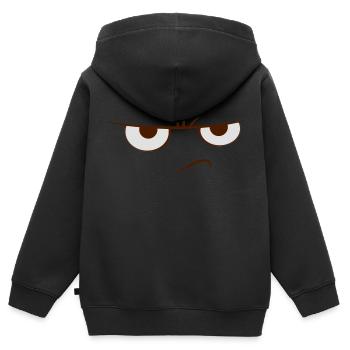 Beleidigt Cartoon - Kinder Premium Organic Zip Hoodie - Schwarz - Hinten - AI Model Kid Male (0cm)