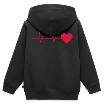 Herzschlag überwachen - Kinder Premium Organic Zip Hoodie - Schwarz - Hinten - AI Model Kid Male (0cm)