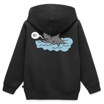 Hai dit Salut - Sweat Premium à capuche zippé enfant bio - noir - Dos - AI Model Kid Male (0cm)