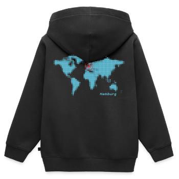 hamburg weltkarte - Kinder Premium Organic Zip Hoodie - Schwarz - Hinten - AI Model Kid Male (0cm)
