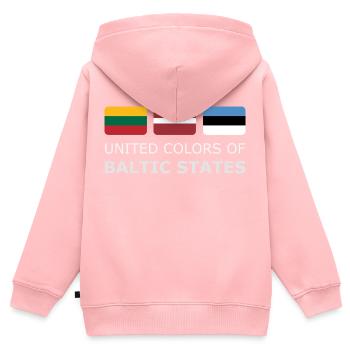 UNITED COLORS OF BALTIC STATES white-lettered 400 - Sweat Premium à capuche zippé enfant bio - rose - Dos - AI Model Kid Female (0cm)