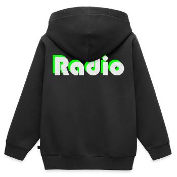 Radio - Sweat Premium à capuche zippé enfant bio - noir - Dos - AI Model Kid Male (0cm)