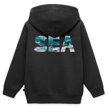 SEA - Kinder Premium Organic Zip Hoodie - Schwarz - Hinten - AI Model Kid Male (0cm)
