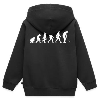 Evolution Golf Golfer Golfspieler Golfplatz - Kinder Premium Organic Zip Hoodie - Schwarz - Hinten - AI Model Kid Male (0cm)