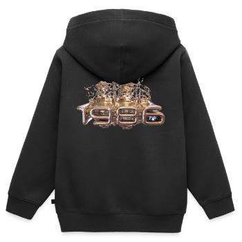 1986 Metall flüssig - Kinder Premium Organic Zip Hoodie - Schwarz - Hinten - AI Model Kid Male (0cm)
