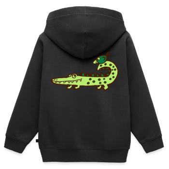 crocodile and bird - Kinder Premium Organic Zip Hoodie - Schwarz - Hinten - AI Model Kid Male (0cm)