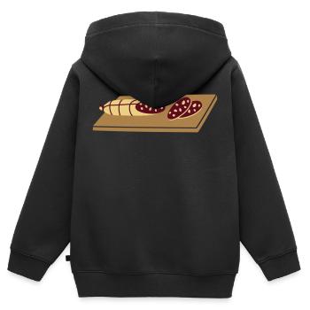 planche à découper avec salami _s1 - Sweat Premium à capuche zippé enfant bio - noir - Dos - AI Model Kid Male (0cm)