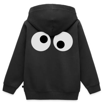 Gros yeux - Sweat Premium à capuche zippé enfant bio - noir - Dos - AI Model Kid Male (0cm)