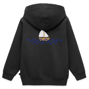 ship with waves - Kids Premium Organic Zip-up Hoodie - black - Back - AI Model Kid Male (0cm)