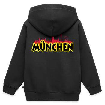 Munich - Sweat Premium à capuche zippé enfant bio - noir - Dos - AI Model Kid Male (0cm)