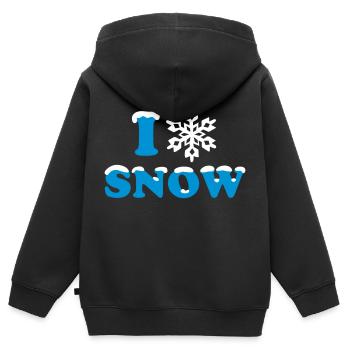Schnee Winter, I LOVE, Schneeflocke, Apres Ski, - Kinder Premium Organic Zip Hoodie - Schwarz - Hinten - AI Model Kid Male (0cm)