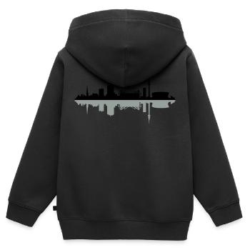 Skyline Dortmund Schatten - Kinder Premium Organic Zip Hoodie - Schwarz - Hinten - AI Model Kid Male (0cm)