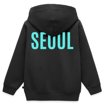 Seoul - Hauptstadt Korea - Asien - Kinder Premium Organic Zip Hoodie - Schwarz - Hinten - AI Model Kid Male (0cm)