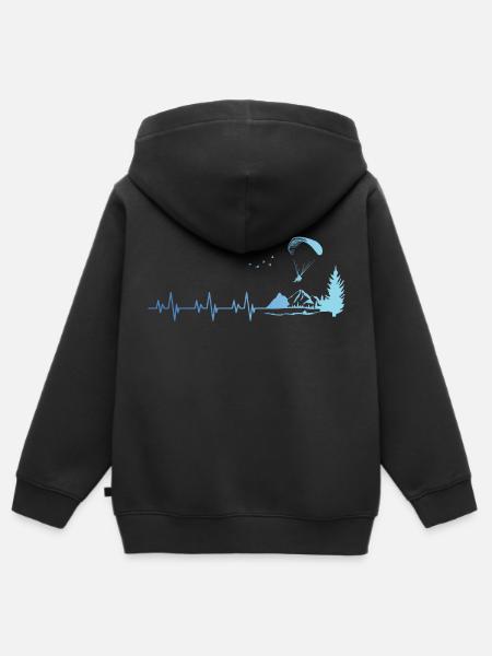 Parapente - Parapentiste - Sweat Premium à capuche zippé enfant bio - noir