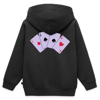 Card Game, Poker, Ace - Sweat Premium à capuche zippé enfant bio - noir - Dos - AI Model Kid Male (0cm)