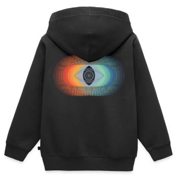 Oeil (cercles) - Sweat Premium à capuche zippé enfant bio - noir - Dos - AI Model Kid Male (0cm)