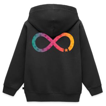 Unendlichkeit Stern Regenbogen - Kinder Premium Organic Zip Hoodie - Schwarz - Hinten - AI Model Kid Male (0cm)