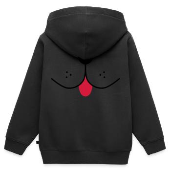 Chien visage drôle chien museau chiens nez bouche - Sweat Premium à capuche zippé enfant bio - noir - Dos - AI Model Kid Male (0cm)