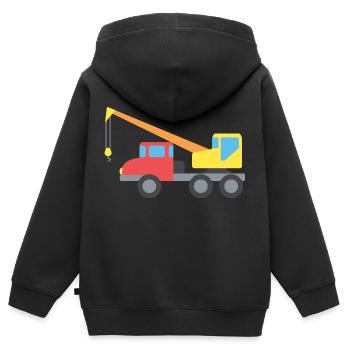 Truck Kran - Kinder Premium Organic Zip Hoodie - Schwarz - Hinten - AI Model Kid Male (0cm)
