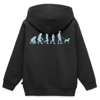 Evolution des Hundefreundes - Kinder Premium Organic Zip Hoodie - Schwarz - Hinten - AI Model Kid Male (0cm)