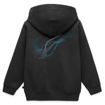 blaue Welle - Kinder Premium Organic Zip Hoodie - Schwarz - Hinten - AI Model Kid Male (0cm)
