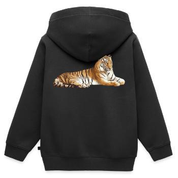 Tiger - Kinder Premium Organic Zip Hoodie - Schwarz - Hinten - AI Model Kid Male (0cm)