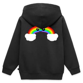 Arc-en-ciel - Sweat Premium à capuche zippé enfant bio - noir - Dos - AI Model Kid Male (0cm)